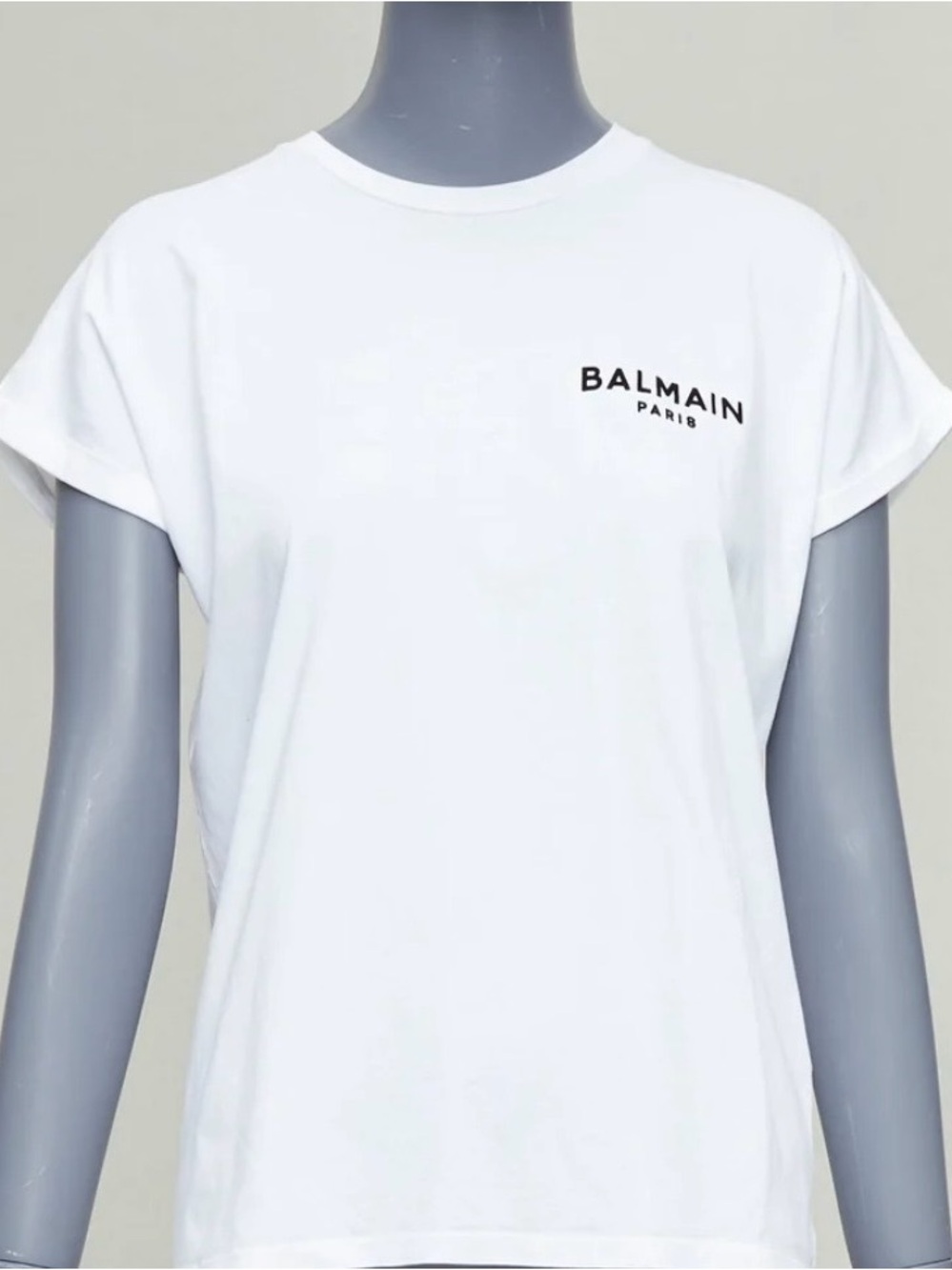 Balmain White Short Sleeve Logo Tee